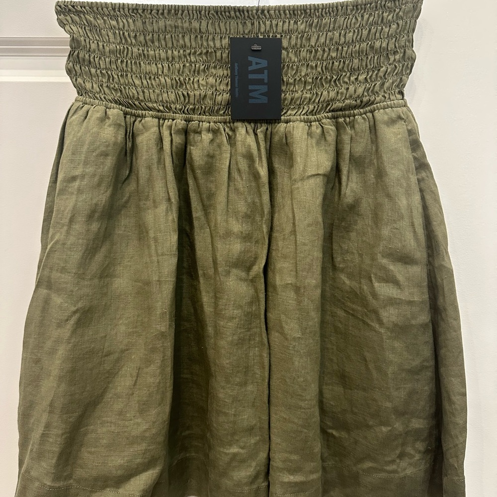 ATM olive green linen skirt NWT size S